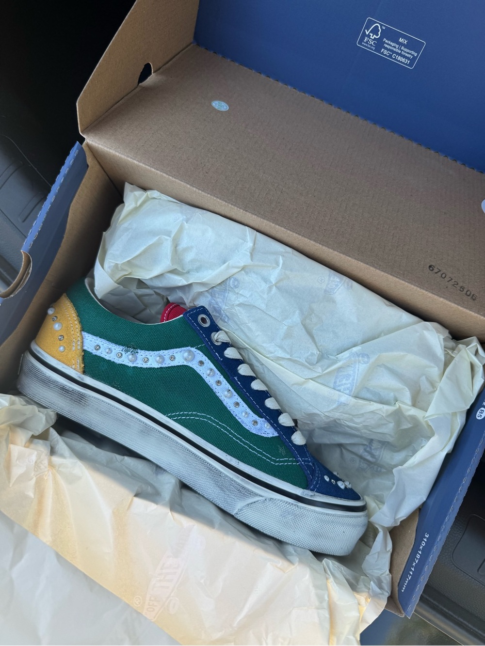 Vans Kids Low-Top Sneaker in Green, Blue & Yellow
